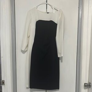 Nine West Black and White Asymmetrical Sheath Dress